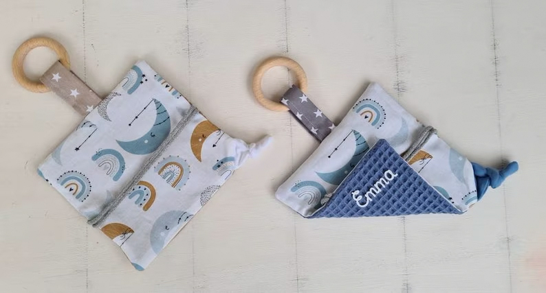 Knistertuch mit Name, Greifling & Quitschi Himmelwerk – Bild 2