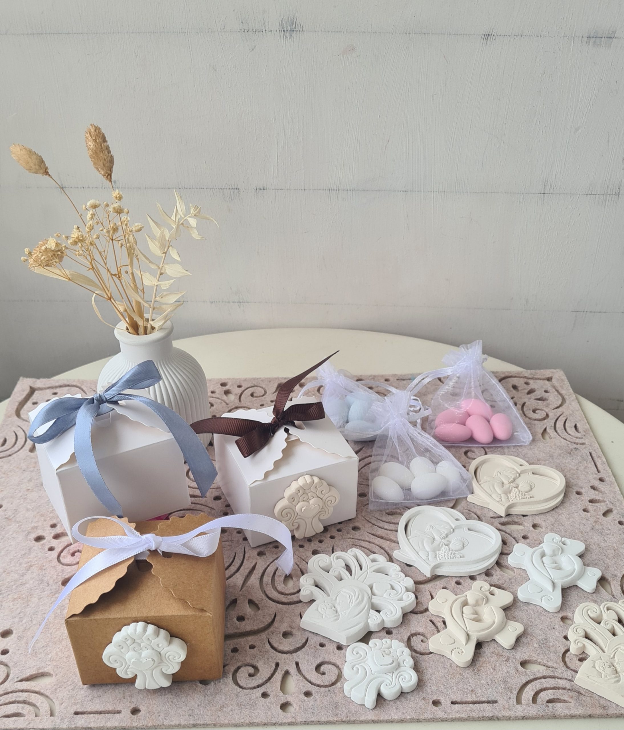 Gastgeschenkebox für feierliche Anlässe mit Mandeln und Anhänger, Taufe, Kommunion, Firmung Typ1 – Bild 2