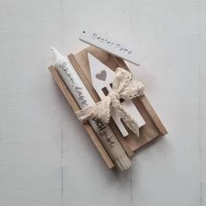 Geschenkset: Stabkerze mit Dekohäuschen