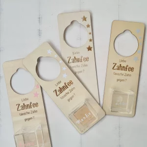 Personalisiertes Türschild für Milchzahnaufbewahrung Zahnfee Zahnfeeschild