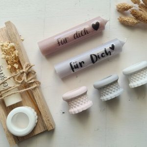 Geschenkset: Kerzenhalter inkl. Kerze in praktischer Holzbox (Mini)