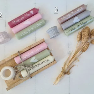 Geschenkset: Kerzenhalter inkl. Kerze in praktischer Holzbox 3er Set